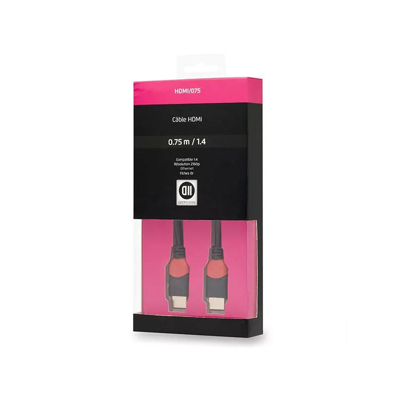 Câble HDMI mâle/mâle 75cm noir