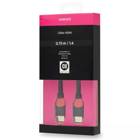 Câble HDMI mâle/mâle 75cm noir