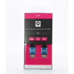Câble HDMI mâle/mâle 2.1 en nylon tressé - 1m - compatible 8K/60Hz - 4K/120Hz
