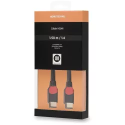 Câble HDMI 1.4 mâle/mâle (3D) 2160p - 1.50 m - Fiches Or