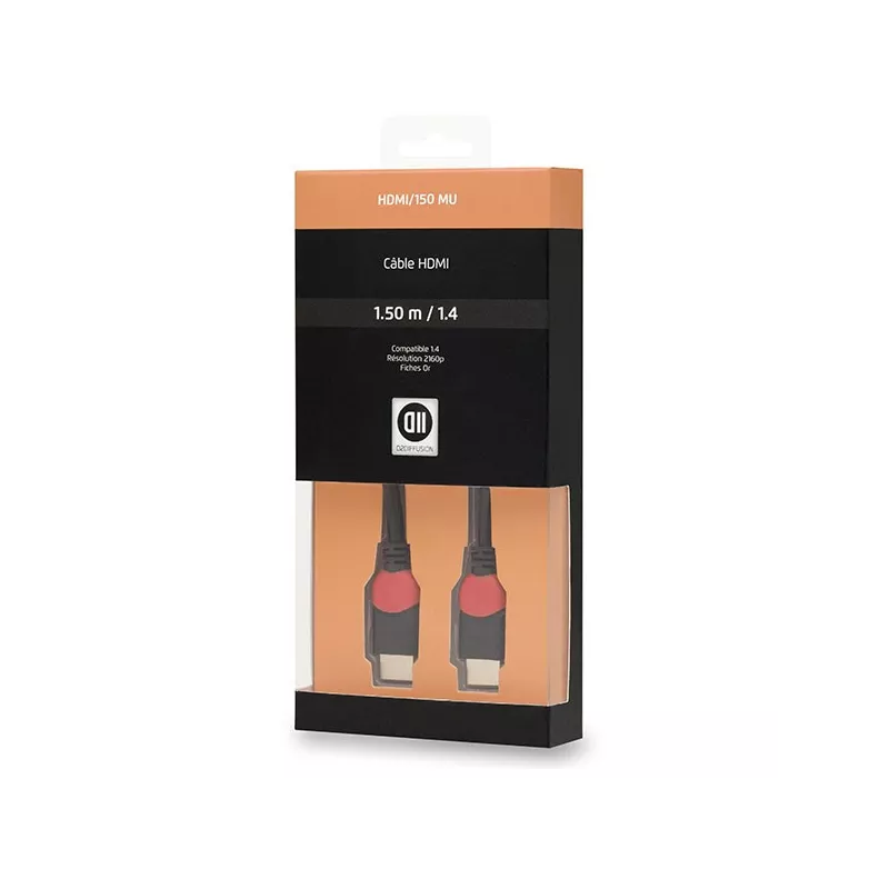 Câble HDMI 1.4 mâle/mâle (3D) 2160p - 1.50 m - Fiches Or