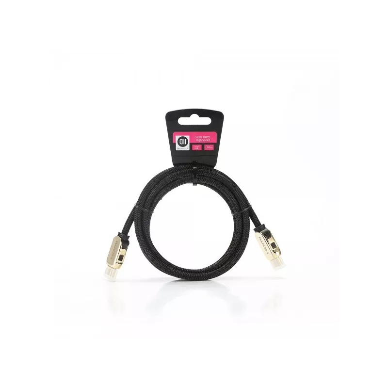 Câble High Speed HDMI 1m50 tressé connecteurs Or Accroche Cavalier