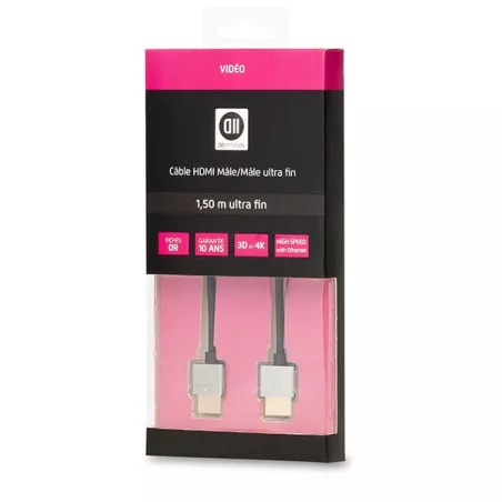 Câble HDMI 2.0 ultra fin 1.5m noir