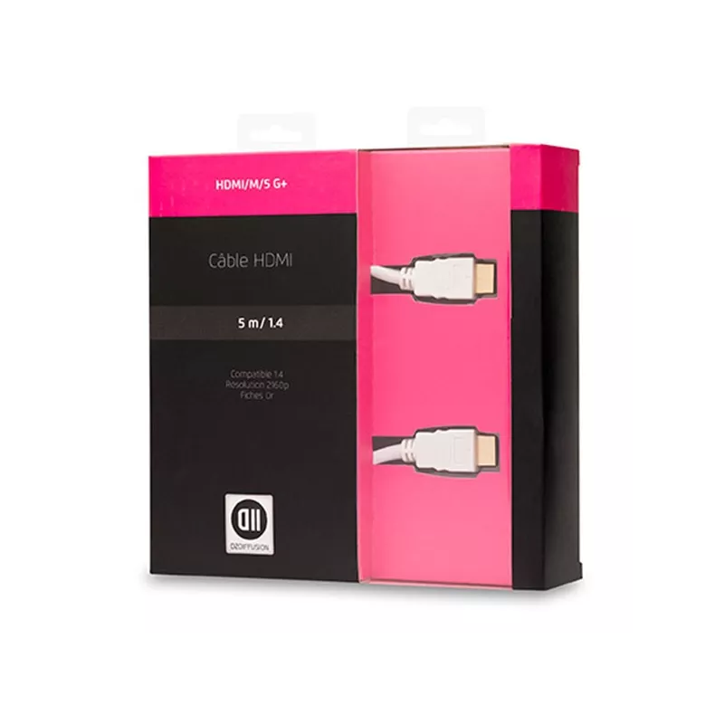 Câble HDMI mâle/mâle blanc 5m