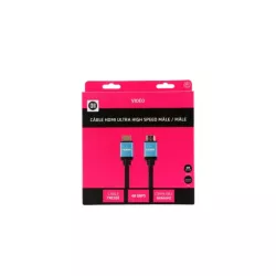 Câble HDMI mâle/mâle 2.1 en nylon tressé - 5m - compatible 8K/60Hz - 4K/120Hz