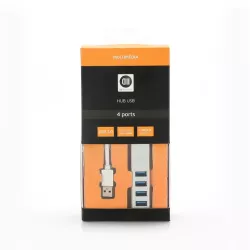 Hub 4 ports USB 3.0 2 alimentations possibles PC ou secteur Inclus câble micro USB+chargeur 2A
