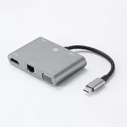 Hub USB-C universel - 5 ports : USB 3.0 + USB-C (PD, transfert et charge jusqu'à 100W) + RJ45 (1Gbit/s) + HDMI 4K + VGA…