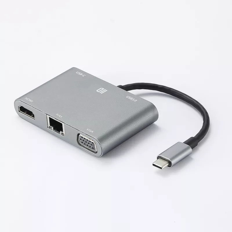Hub USB-C universel - 5 ports : USB 3.0 + USB-C (PD, transfert et charge jusqu'à 100W) + RJ45 (1Gbit/s) + HDMI 4K + VGA…
