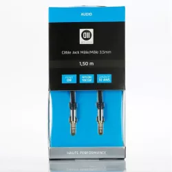 Câble Jack HG 3.5mm mâle1.50 m en cotton tressé et connecteurs renforcés