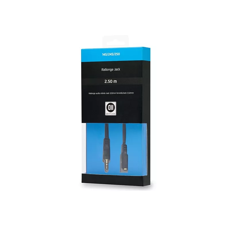 Câble Jack 3,5 mm mâle/femelle 2.50 Fiches Or