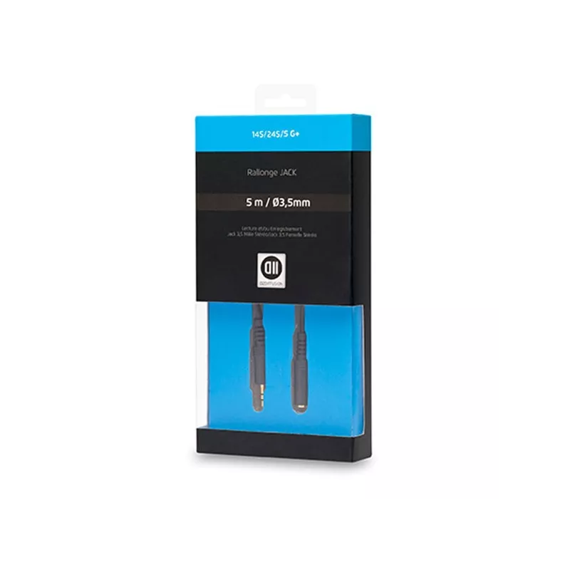 Câble Jack 3,5 mm mâle/femelle 5 m Fiches Or