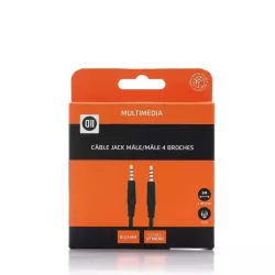 Rallonge Jack 3,5 mm mâle/mâle 4 broches - 2M Transmission son et micro