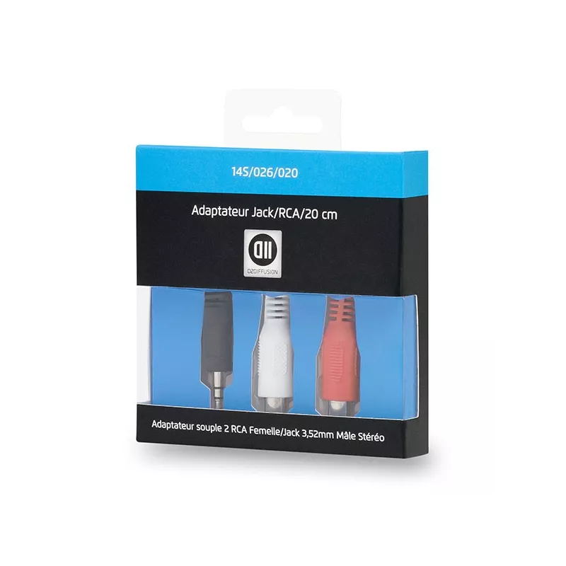 Câble Jack mâle/2 RCA femelle 20 cm