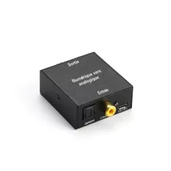 Kit de conversion audio numérique en analogique 2 RCA, 1 entrée jack/optique, 1 entrée coaxiale, câbles fournis