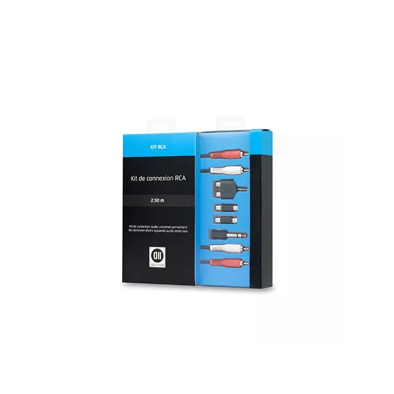 Kit de connexion RCA Câble 2RCA mâle/mâle+4adap RCA/jack