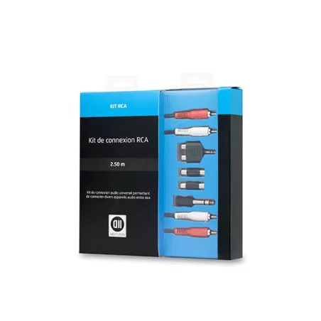 Kit de connexion RCA Câble 2RCA mâle/mâle+4adap RCA/jack