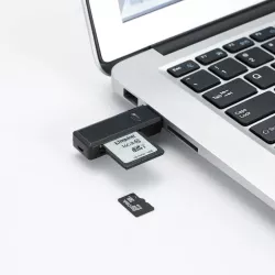 D2 - Lecteur de cartes SD/micro SD/SDHC - Port USB-C (USB 3.2 gen 1) - transferts jusqu'à 5 Gbps - coloris noir