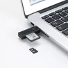 D2 - Lecteur de cartes SD/micro SD/SDHC - Port USB-C (USB 3.2 gen 1) - transferts jusqu'à 5 Gbps - coloris noir