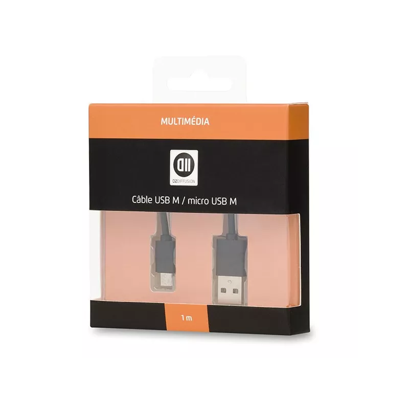 Câble USB 2.0 micro mâle/mâle 1M Noir