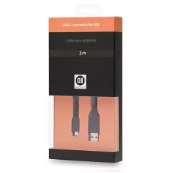 Câble USB 2.0 Amâle/B micro mâle 3m
