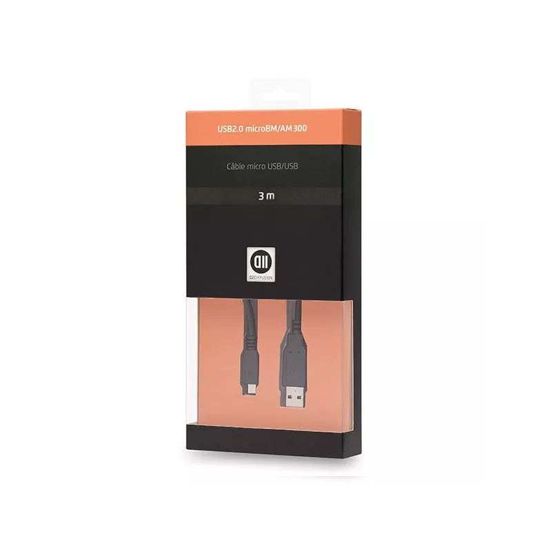 Câble USB 2.0 Amâle/B micro mâle 3m