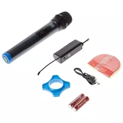 Microphone dynamique DII omnidirect sans fil , avec écran recepteur rechargeable, jack 6.35mm BLEU