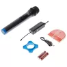 Microphone dynamique DII omnidirect sans fil , avec écran recepteur rechargeable, jack 6.35mm BLEU