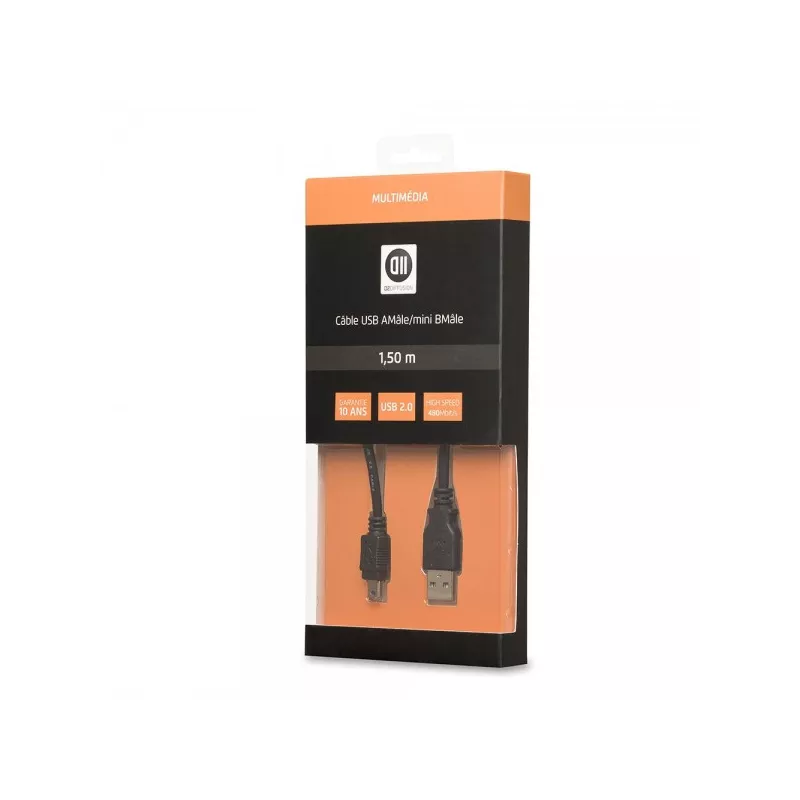 Câble USB 2.0 B mini mâle/A mâle 1.50m