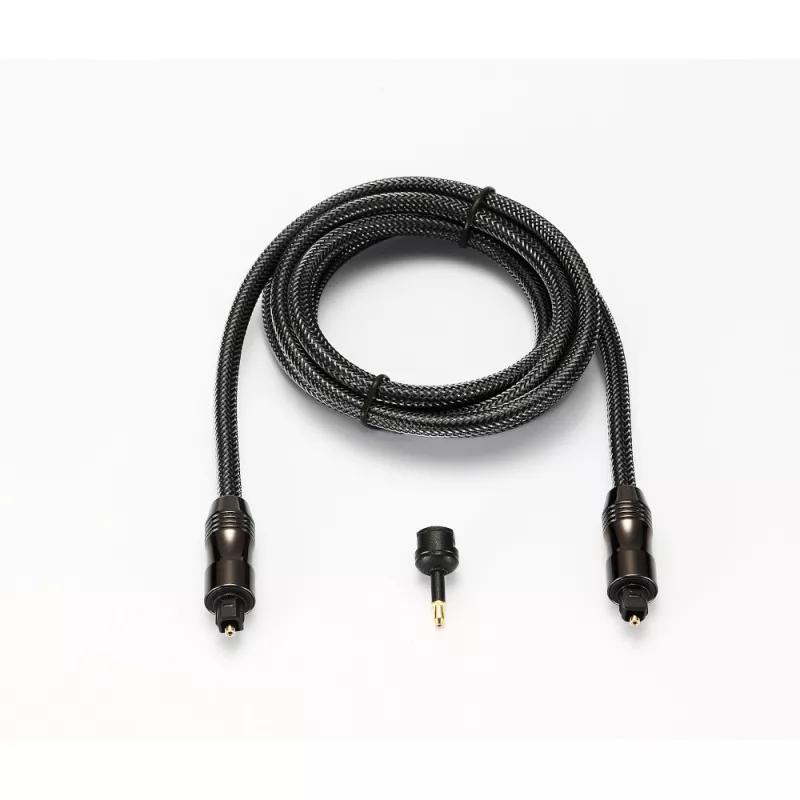 Câble Optique Mâle/Mâle 1.50m HG Connecteurs plaqués or Câble tressé - avec adaptateur
