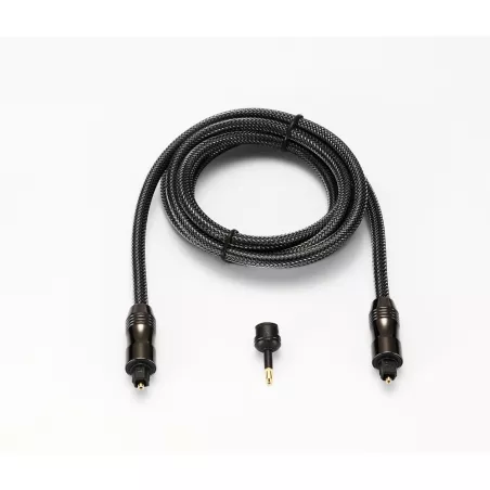 Câble Optique Mâle/Mâle 1.50m HG Connecteurs plaqués or Câble tressé - avec adaptateur