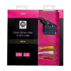 Câble péritel mâle / 3 RCA 1.50m fonctionne dans les 2 sens