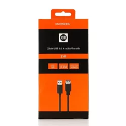Rallonge USB 3.0 - 2m USB A mâle / USB A femelle Coloris noir