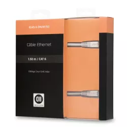 Câble RJ45 mâle/mâle 1.50m droit CAT 6 blindage U/UTP coloris: gris