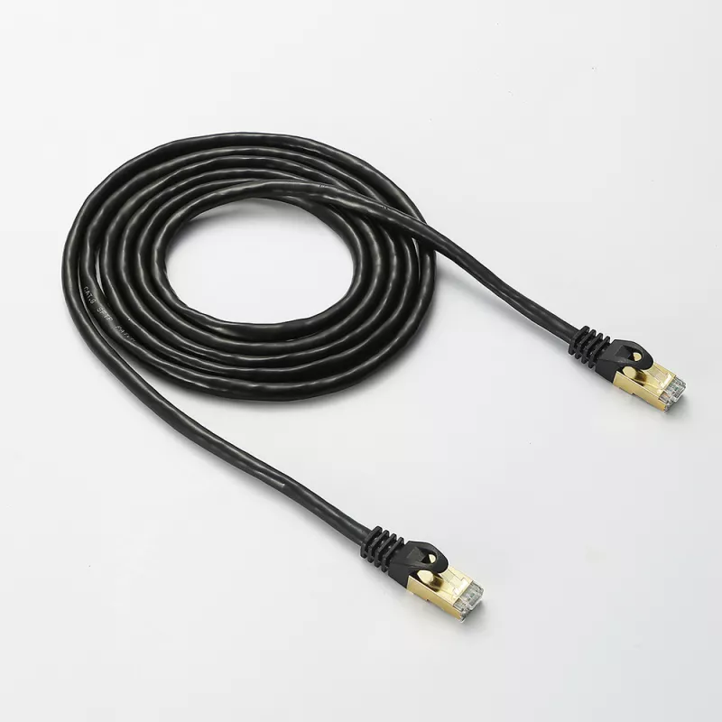 Câble RJ45 droit couleur noir - 2m S/STP Cat 8 avec snagless et connecteurs en or