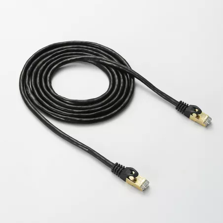 Câble RJ45 droit couleur noir - 2m S/STP Cat 8 avec snagless et connecteurs en or