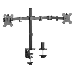 Support moniteur double 13-32 Poids max 8 kg - VESA 100 Bras à fixer ou serrer - inclinable et rotatif