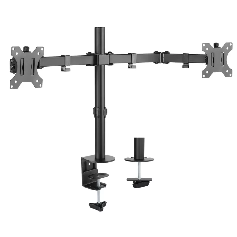 Support moniteur double 13-32 Poids max 8 kg - VESA 100 Bras à fixer ou serrer - inclinable et rotatif