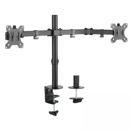 Support moniteur double 13-32 Poids max 8 kg - VESA 100 Bras à fixer ou serrer - inclinable et rotatif