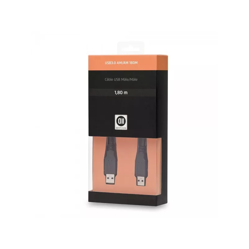 Câble USB2.0 A mâle/mâle 1.80m noir