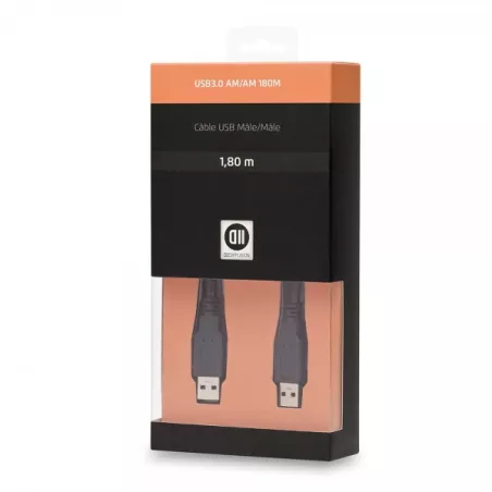Câble USB2.0 A mâle/mâle 1.80m noir