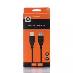 Câble USB2.0 A mâle/mâle 1.80m noir