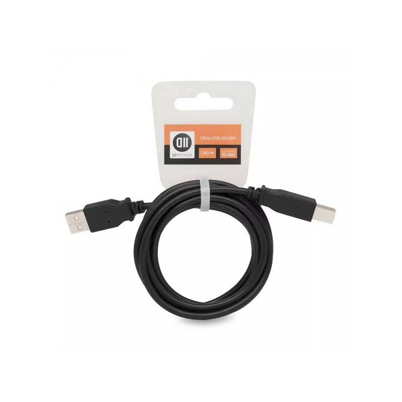 Câble USB 2.0 A mâle/B mâle 1.80 m Accroche cavalier