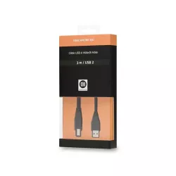 Câble USB2.0 A mâle/B mâle 3 m noir