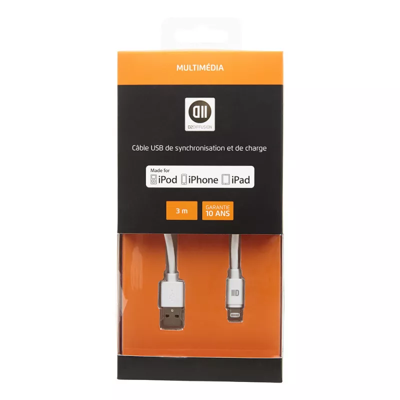 Câble USB pour Apple Lighting 3 m blanc