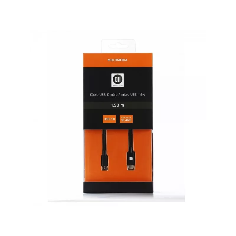 Câble USB-C mâle/micro USB mâle noir - USB 2.0 - 1.50m