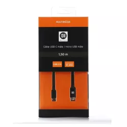 Câble USB-C mâle/micro USB mâle noir - USB 2.0 - 1.50m