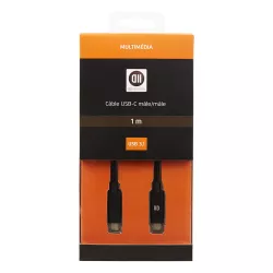 Câble USB-C/USB-C mâle/mâle 1m - USB 3.2 gen 1 - charge 60W (3A/20V) - noir