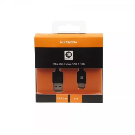 Câble USB-C 2.0/USB A mâle 1m - noir new connecteur tablette/smartphone