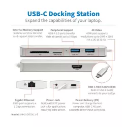 Tripp Lite by Eaton - Station d accueil USBC - HDMI 4K, ports USB 3.2 Gen 1, HUB USB-A/C, carte mémoire, chargement PD 60 W
