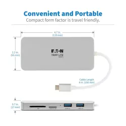Tripp Lite by Eaton - Station d accueil USBC - HDMI 4K, ports USB 3.2 Gen 1, HUB USB-A/C, carte mémoire, chargement PD 60 W